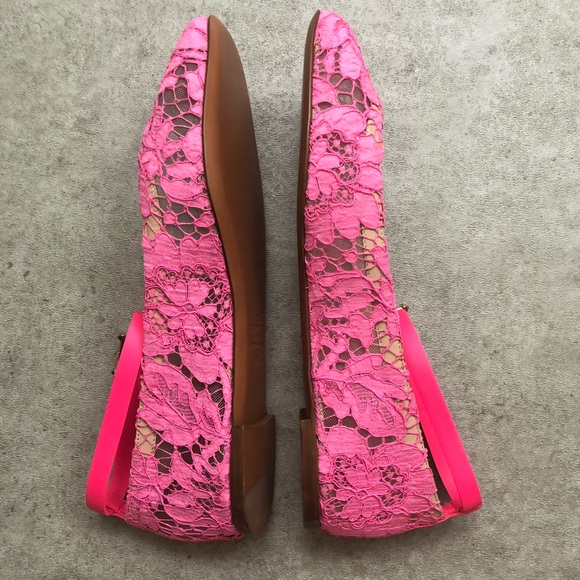 Valentino Hot Pink Lace Ballet Flats - Picture 4 of 8
